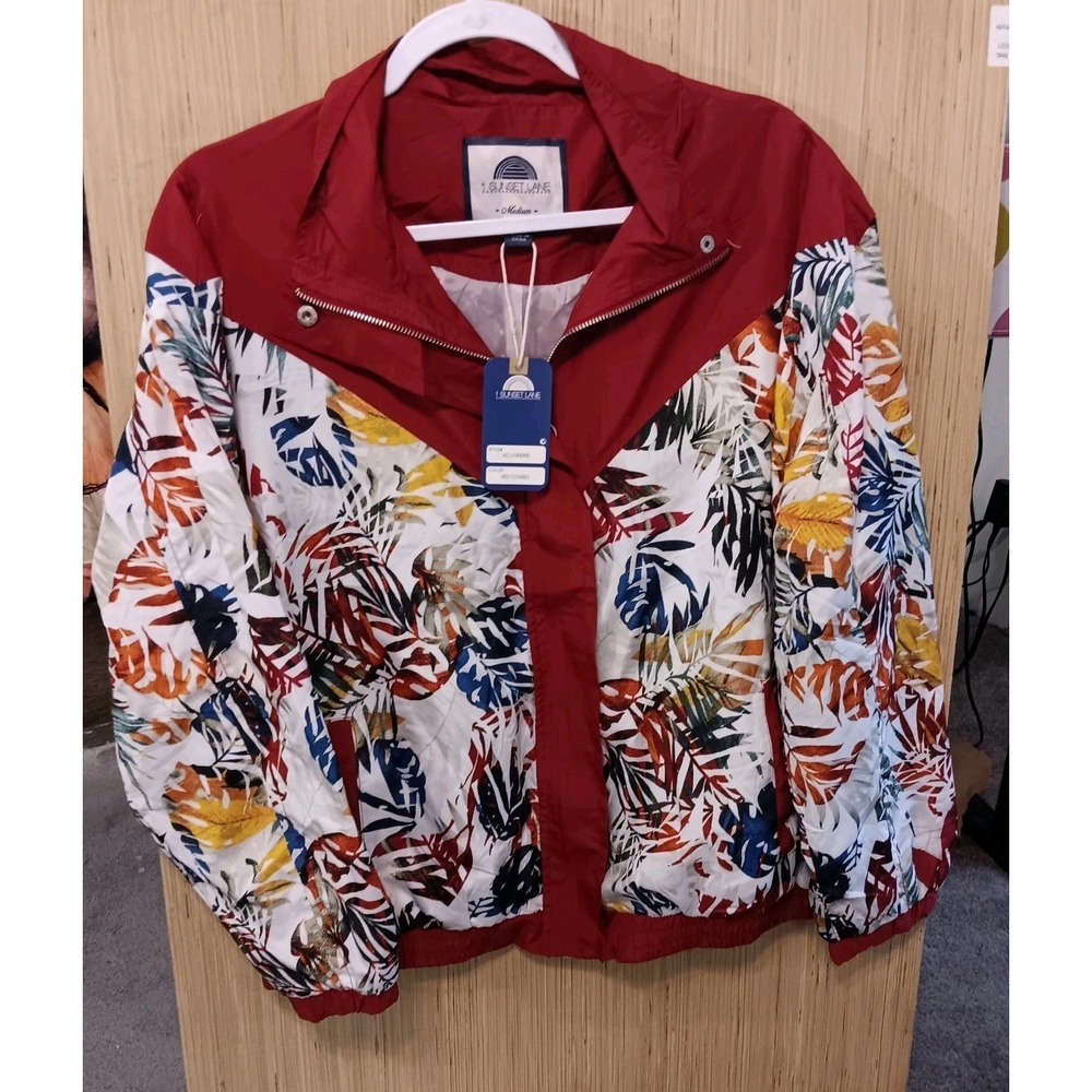 1 Sunset Lane Size M Wind Breaker Women's Nylon‎ Shell Lightweight Fuĺ Zip